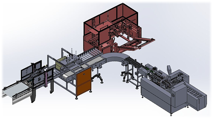 棉柔巾裝盒機3D圖展示